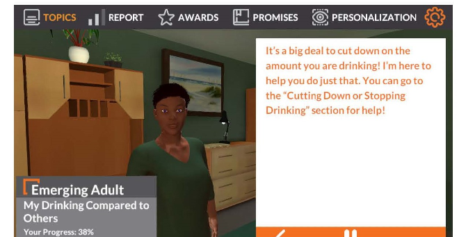 An example of the avatar-guided mobile health intervention tool.