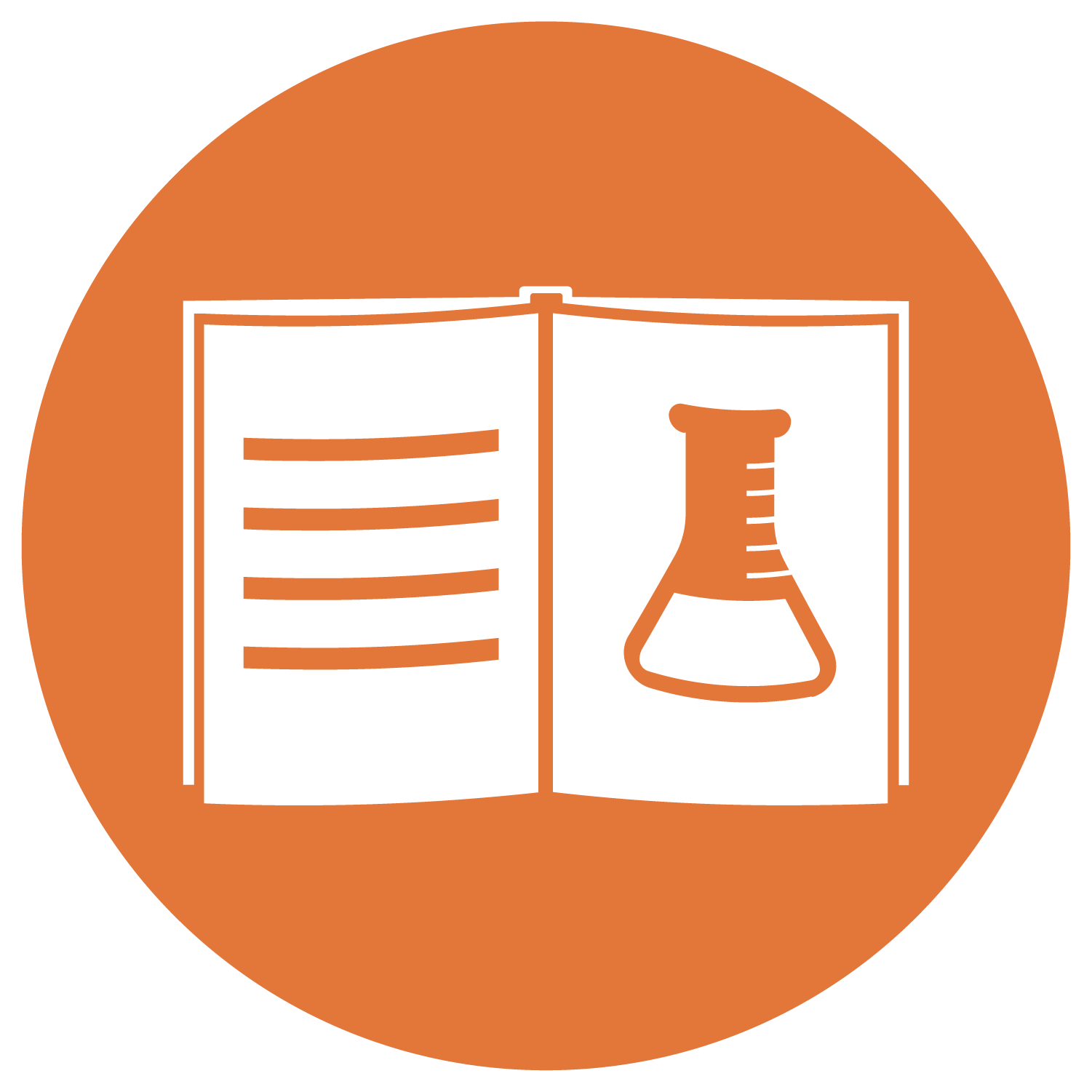 open book with beaker icon