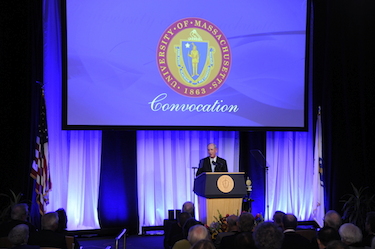 Chancellor Michael F. Collins addresses the audience during Convocation 2014