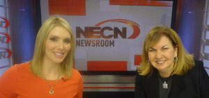 NECN morning anchor Bridget Blythe and autism advocate Elaine Gabovitch in the studio on Friday, Oct. 3 