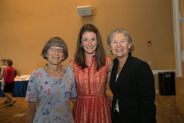 Joanne Barnard, her daughter, SOM graduate Anne Barnard, and UMMS Senior Associate Dean Michele Pugnaire.