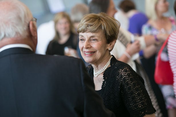 Maxine Morse enjoys a moment at the Commencement 2015 Honorary Degree Dinner.
