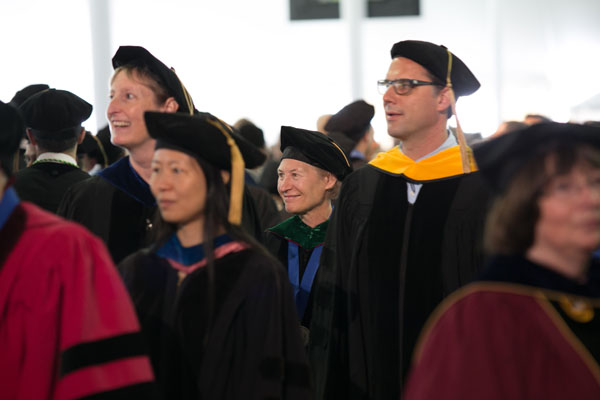 From left, Mary Munson, PhD; Zhiping Weng, PhD; Michele Pugnaire, MD; and Craig Ceol, PhD, in the processional.