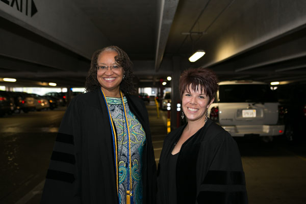 GSBS graduate Stina Urban (right) with Associate Vice Chancellor for Diversity and Inclusion Greer Jordan, PhD