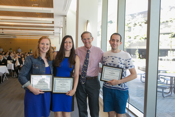 Michaela Tracy, Kate Stanton and Lev Gorfinkel accept awards from William Durbin, MD.