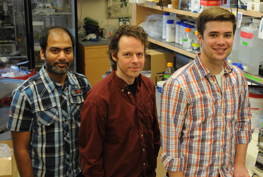 (From left) Randheer Gadarla, PhD, Stephen C. Miller, PhD, and David Mofford
