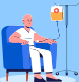 Image of an older man getting chemotherapy
