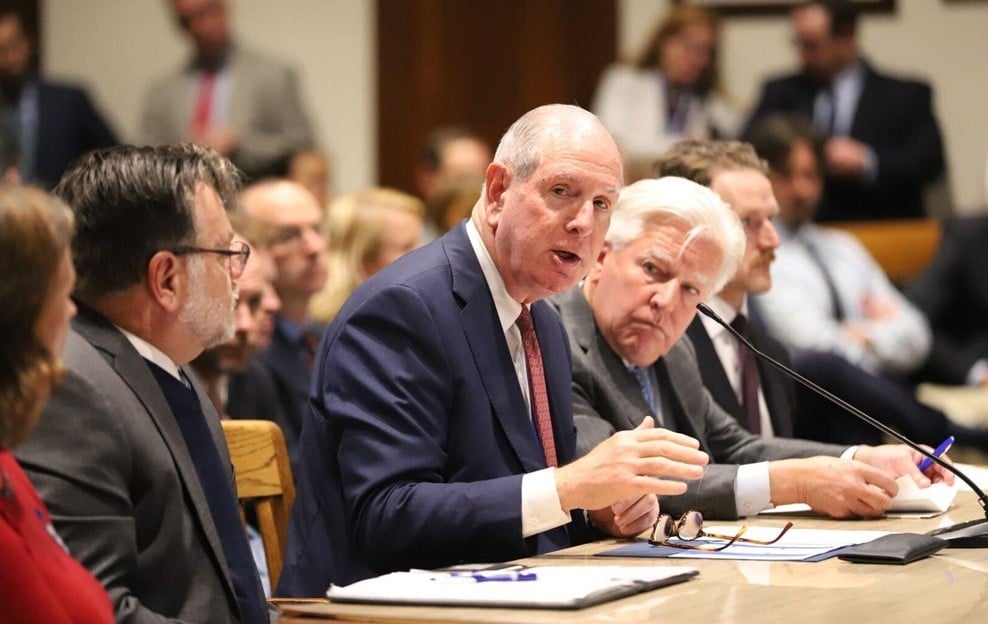 Chancellor Collins testifying before the legislature