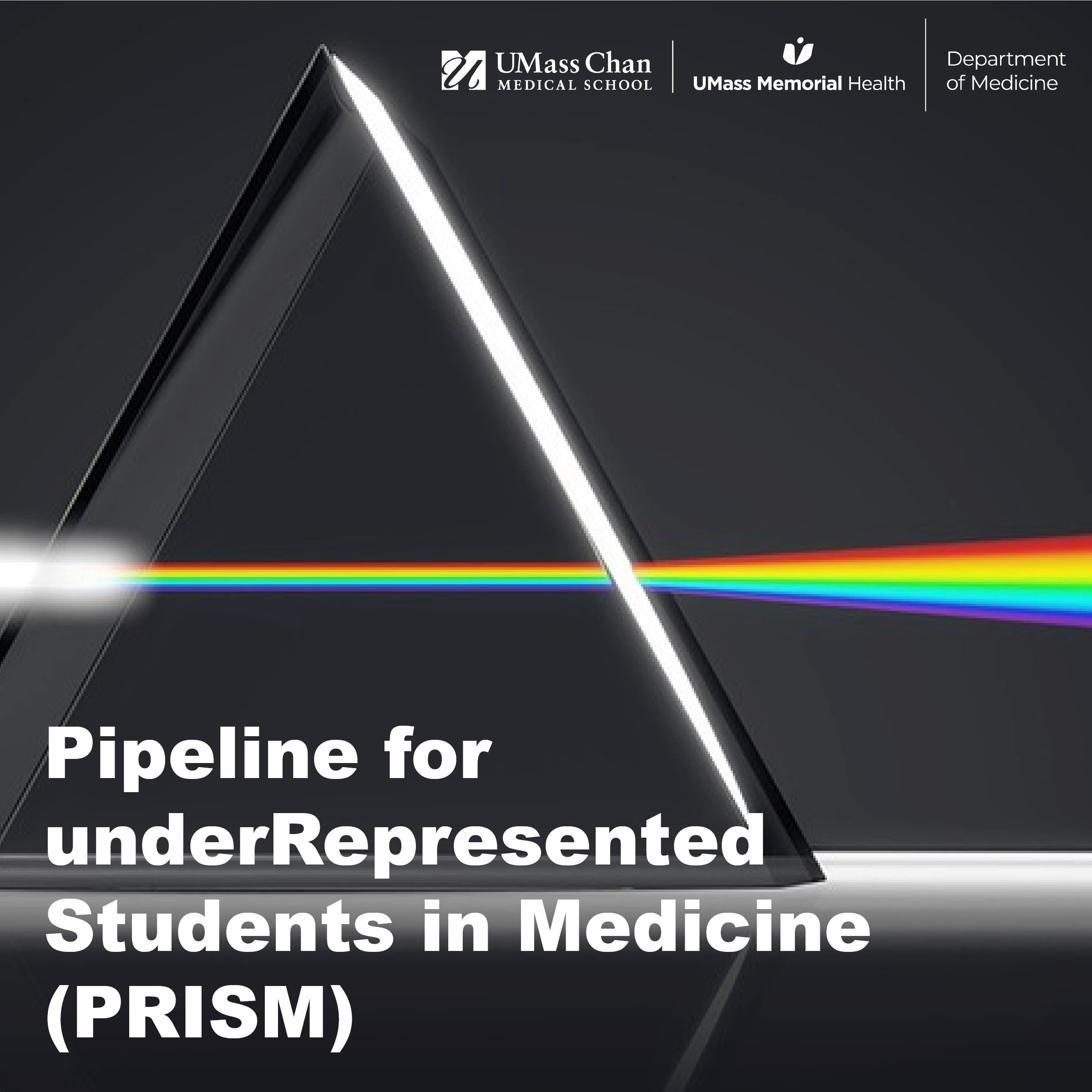 Pipeline for underRepresented Students in Medicine (PRISM), image of a prism with a rainbow running through it