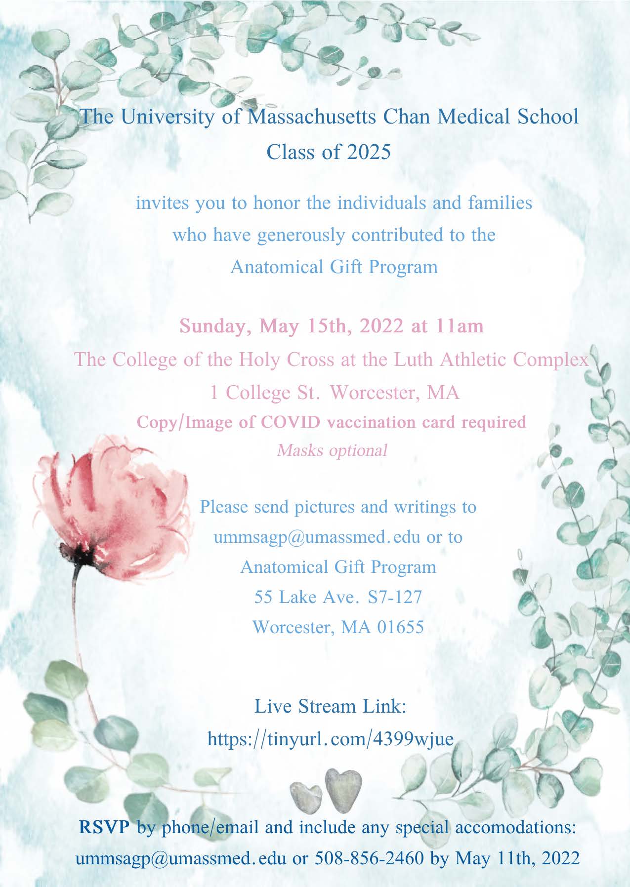 Memorial Service 2022 invitation