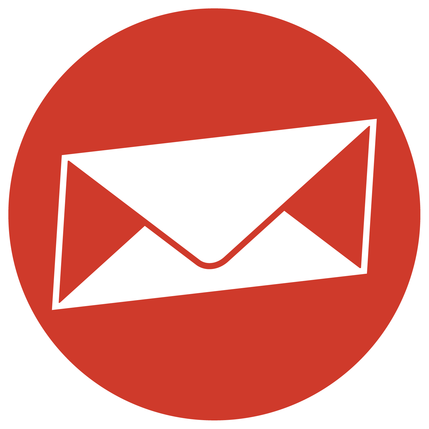  an icon of a white closed envelope surrounded by a red circle. 