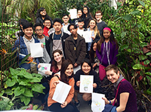Youth members of the Worcester Refugee Assistance Project are pictured at Tower Hill Botanic Garden