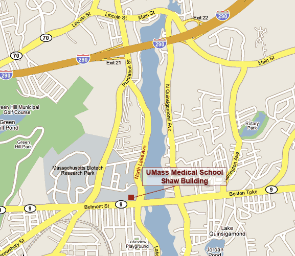 map showing location of Shaw Building and linking to Google Maps