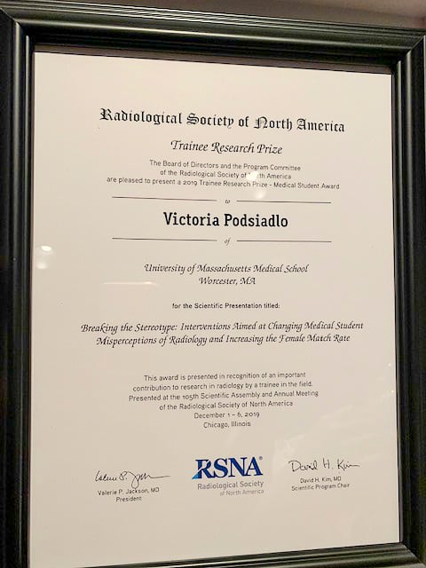 Victoria Podsiadlo RSNA Trainee Award