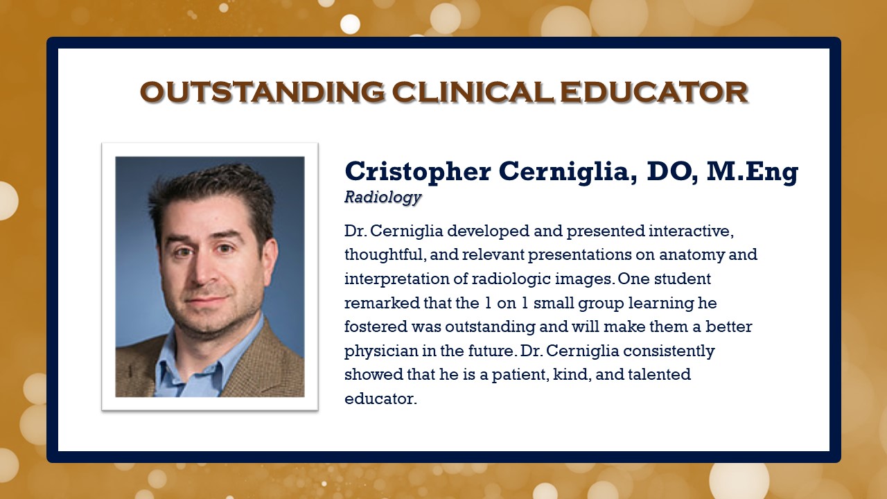 Christopher Cerniglia Outstanding Clinical Educator 2020
