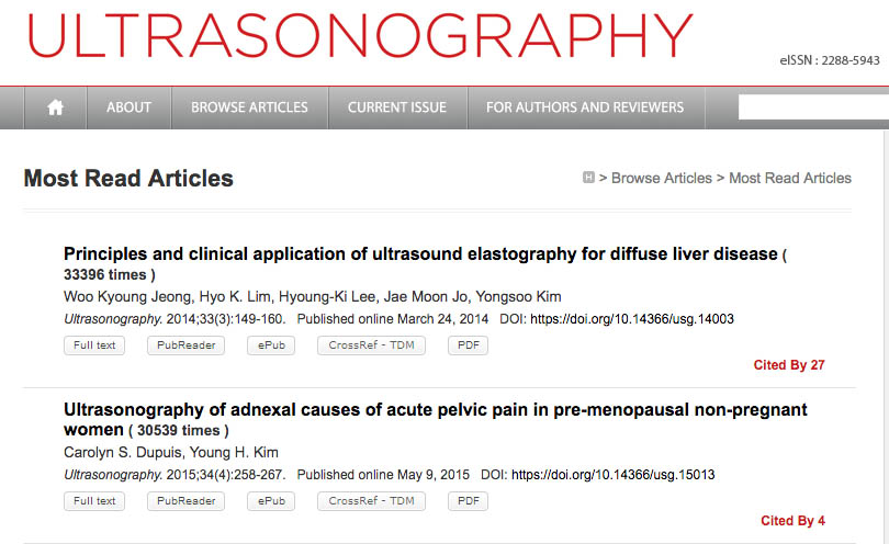 Ultrasonography Journal - Most Read List