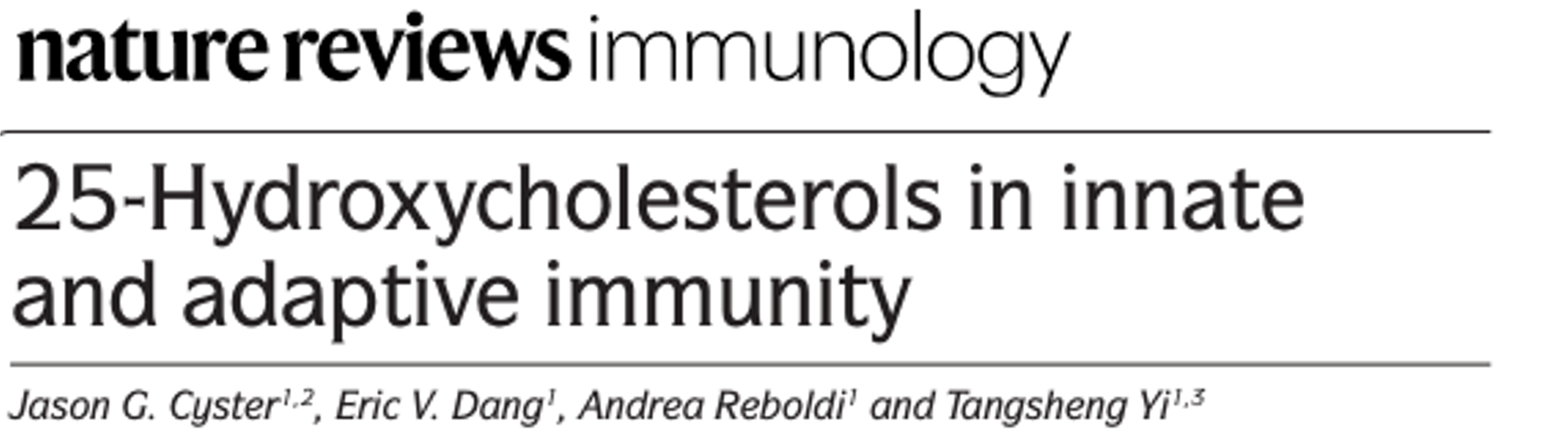 25‑Hydroxycholesterols in innate and adaptive immunity