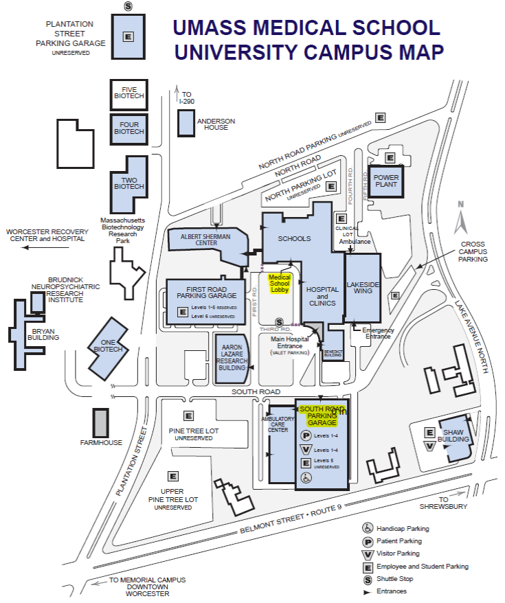 song lab umass medical school parking map