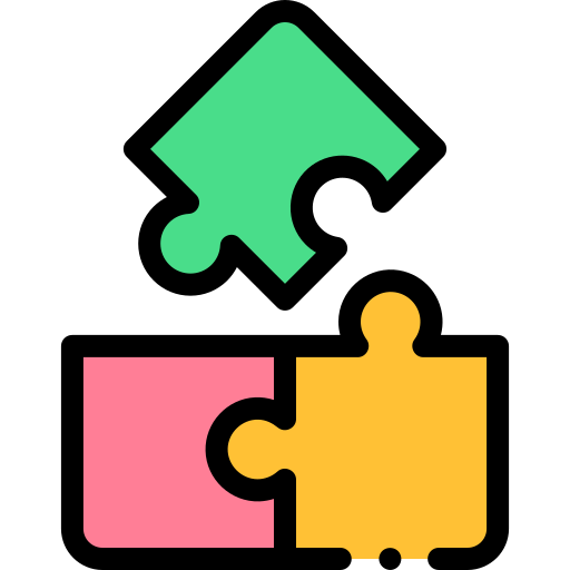 3 colored puzzle pieces interlocking
