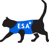 web illustration of cat wearing a emotional support animal vest