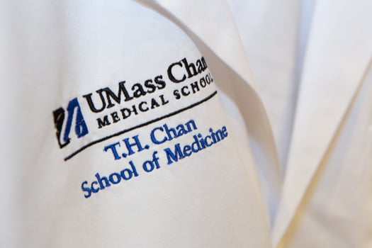 The Class of 2025 was the first to receive white coats with the T.H. Chan School of Medicine name.