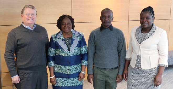 From left, ACCEL project team members David Chiriboga, MD, MPH; Roseda Marshall, MD; John Oguda, MBA; and Ellen Munemo, MSc