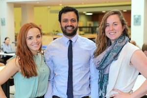 (from left) Brittany Berk, Arnav Chandra and Laurel Banach are cofounders and leaders of the new School of Medicine Peer Mentoring Program. 