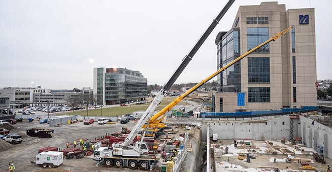 Structural steel placement will begin at new education and research building construction site