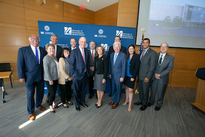 Chancellor Michael F. Collins and elected officials at the VA building announcement
