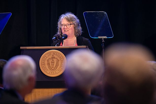 Susan Coghlin Mailman shares a few words at the Honorary Degree Dinner.