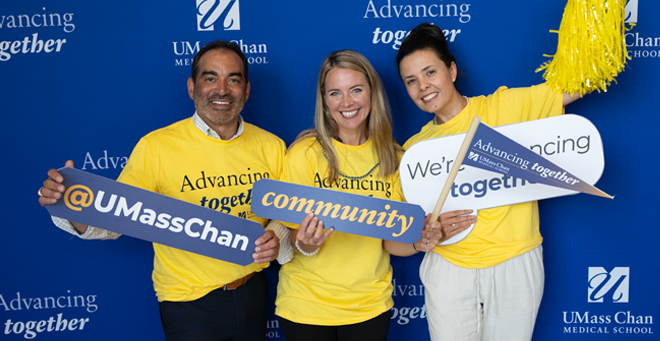 Members of the ForHealth Consulting team in the Advancing Together selfie booth