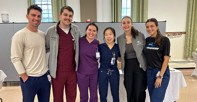 Timothy Matthews, Travis Giragosian, Brielle Barclay-Rochefort, Jennifer Jaein Jung, Olivia Downer and Madelyn Crago standing together 