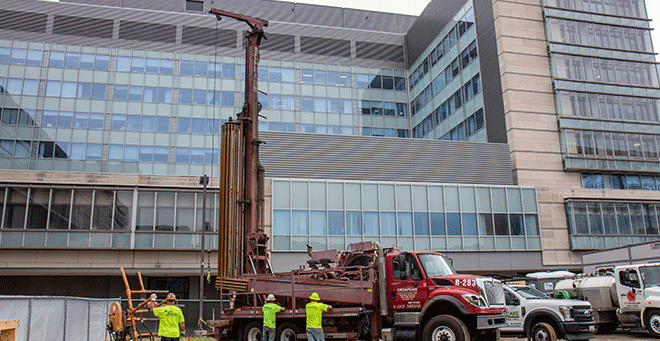 Geothermal heating and cooling system to reduce greenhouse gas emissions in new UMMS building