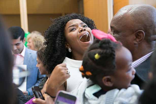 Chioma Okwara celebrates her match at the Brigham and Women’s Hospital with her father. Chioma Okwara celebrates her match at the Brigham and Women’s Hospital with her father.